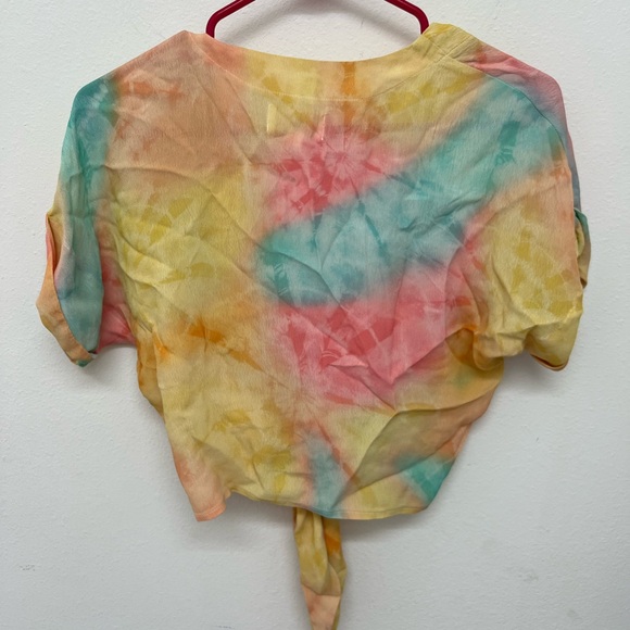 Beach Riot Piper Blouse Front Tie Tye Dye Size S Lightweight Multicolor Cover Up - Picture 3 of 3